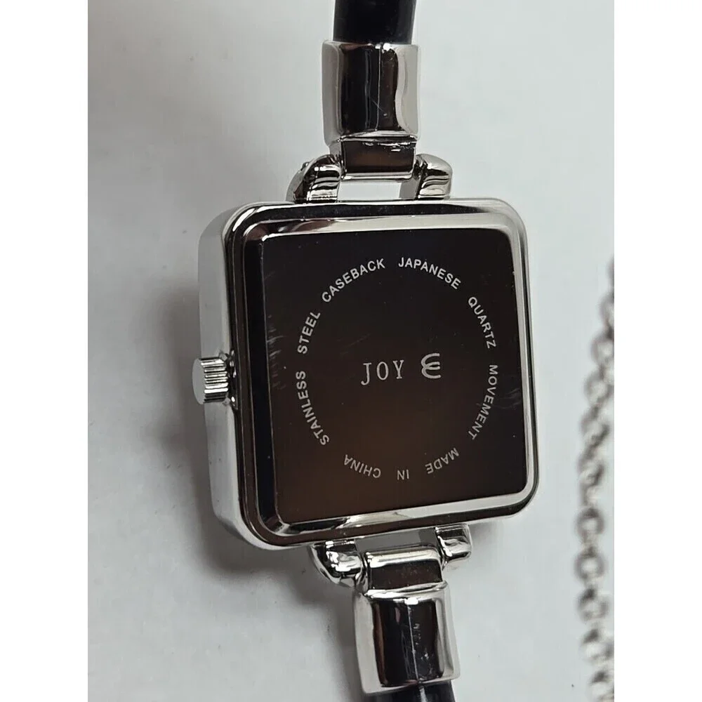 Jade Of Yesteryear Womens Silver Square Watch Black Jade Dial Quartz New Battery